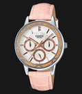 Casio General LTP-2087L-4AVDF Enticer Ladies White Dial Ion Plated Pink Leather Strap-0