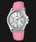 Casio General LTP-2088L-4AVDF Enticer Ladies Silver Dial Pink Leather Strap-0