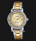 Casio General LTP-E120SG-9ADF Enticer Ladies Gold Dial Dual Tone Stainless Steel Strap-0