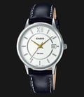 Casio LTP-E134L-1BVDF - Enticer Ladies - White Dial Ion Plated Black Leather Strap-0