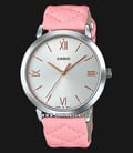 Casio LTP-E153L-4ADF Enticer Ladies Silver Dial Pink Leather Strap-0