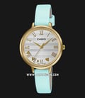 Casio General LTP-E160GL-2ADF Ladies Silver Dial Soft Blue Leather Band-0