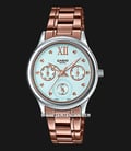 Casio LTP-E306R-2AVDF Ladies Blue Dial Rose Gold Stainless Steel Strap-0