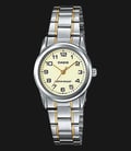 Casio General LTP-V001SG-9BUDF Beige Dial Dual Tone Stainless Steel Band-0
