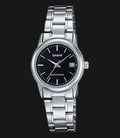 Casio General LTP-V002D-1AUDF Ladies Black Dial Stainless Steel Band-0