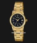 Casio General LTP-V002G-1BUDF Ladies Black Dial Gold Stainless Steel Band-0