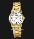 Casio General LTP-V002G-7BUDF White Dial Gold Stainless Steel Band-0