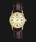 Casio LTP-V002GL-9BUDF Champagne Dial Brown Leather Band-0