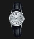 Casio General LTP-V002L-7BUDF Ladies Silver Dial Black Leather Band-0