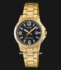 Casio General LTP-V004G-1BUDF Ladies Black Dial Gold Stainless Steel Band-0