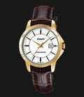 Casio General LTP-V004GL-7AUDF Ladies White Dial Brown Leather Band-0