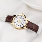 Casio General LTP-V004GL-7AUDF Ladies White Dial Brown Leather Band-3