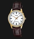 Casio General LTP-V005GL-7AUDF White Analog Dial Brown Leather Band-0