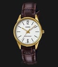 Casio General LTP-V005GL-7BUDF White Dial Brown Leather Band-0