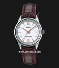 Casio General LTP-V005L-7B3UDF Analog Ladies White Dial Brown Leather Band-0