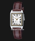 Casio General LTP-V007L-7B2UDF White Dial Brown Leather Band-0