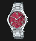 Casio LTP-V300D-4A2UDF Analog Ladies Red Dial Stainless Steel Strap-0