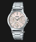 Casio General LTP-V300D-4AUDF Enticer Ladies Peach Dial Stainless Steel Strap-0
