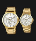 Casio General LTP-V300G-7AUDF_MTP-V300G-7AUDF Couple Silver Dial Gold Stainless Steel Band-0