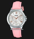 Casio LTP-V300L-4A2UDF Analog Ladies Silver Dial Pink Leather Strap-0