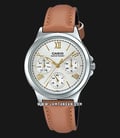 Casio General LTP-V300L-7A2UDF Silver Dial Tan Leather Band-0