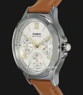Casio General LTP-V300L-7A2UDF Silver Dial Tan Leather Band-1