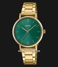 Casio General LTP-VT02G-3AUDF Ladies Green Dial Gold Stainless Steel Strap-0