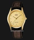 Casio Enticer MTP-1094Q-9A Gold Dial Brown Leather Strap-0