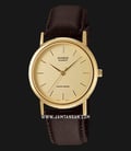 Casio Enticer MTP-1095Q-9A Men Gold Dial Brown Leather Strap-0