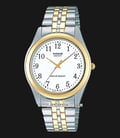 Casio MTP-1129G-7BRDF Enticer Men White Dial Dual Tone Stainless Steel Strap-0