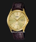 Casio General MTP-1183Q-9ADF Men Gold Dial Brown Leather Band-0
