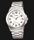 Casio General MTP-1215A-7B2DF Men White Dial Stainless Steel Strap-0