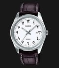 Casio General MTP-1302L-7B3VDF White Dial Brown Leather Strap-0