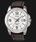 Casio General MTP-1314L-7AVDF Enticer White Dial Dark Brown Leather Band-0