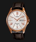 Casio General MTP-1384L-7AVDF Enticer Men Silver Dial Dark Brown Leather Band-0