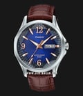 Casio MTP-E120LY-2AVDF Enticer Men Analog Blue Dial Brown Leather Strap-0