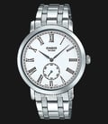 Casio General MTP-E150D-7BVDF Men White Dial Stainless Steel Strap-0