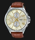 Casio MTP-E316L-9AVDF Enticer Men Analog Gold Dial Brown Leather Strap-0