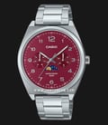 Casio General MTP-M300D-4AVDF Men Moon Phase Red Dial Stainless Steel Band-0