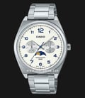 Casio General MTP-M300D-7AVDF Men Moon Phase White Dial Stainless Steel Band-0