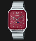 Casio General MTP-M305D-4AVDF Men Moon Phase Red Dial Stainless Steel Band-0