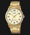 Casio General MTP-V001G-9BUDF Men Beige Dial Soft Gold Stainless Steel Band-0