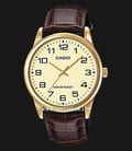 Casio General MTP-V001GL-9BUDF Men Champagne Dial Brown Leather Band-0