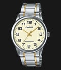 Casio MTP-V001SG-9BUDF Men Beige Dial Dual Tone Stainless Steel Strap-0