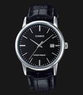 Casio MTP-V002L-1AUDF Black Dial Ion Plated Black leather Strap-0