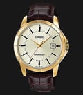 Casio General MTP-V004GL-9AUDF Enticer Champagne Dial Brown Leather Band-0