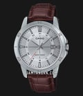 Casio General MTP-V004L-7CUDF Men Silver Dial Brown Leather Band-0