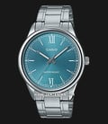 Casio MTP-V005D-3BUDF Men Analog Turquoise Dial Stainless Steel Strap-0