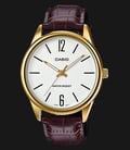 Casio General MTP-V005GL-7BUDF White Dial Brown Leather Strap-0