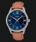 Casio General MTP-V005L-2B5UDF Blue Dial Tan Leather Band-0